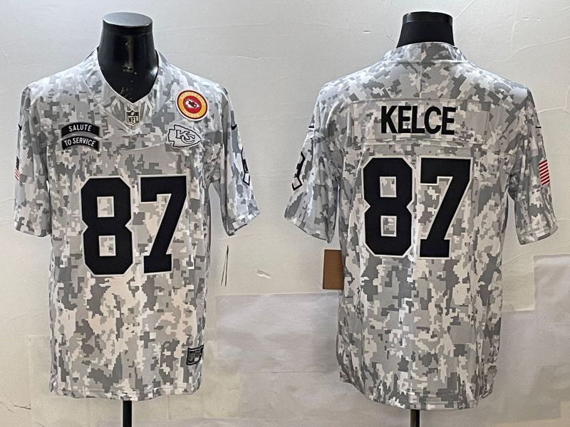 Men Kansas City Chiefs 87 Kelce Camo 2025 Nike Salute to Service Limited NFL Jersey style 4